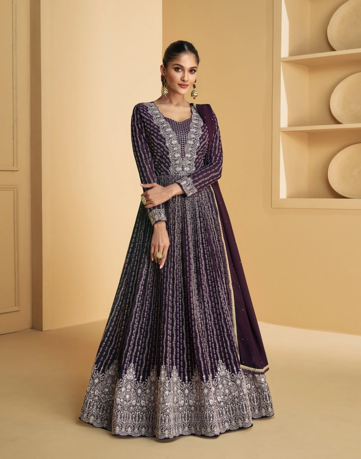 Aashirwad Tareef Real Georgette Wholesale Partywear Gown with Dupatta Catalog — Wholesale Salwar Suits, Aashirwad Creation wholesale from Surat - Gallery Image 3